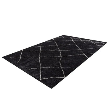 Teppich – Hochflor Design, Rautenmuster, Anthrazit Farbton, 160 x 230 cm - Orlando 525 | Kayoom