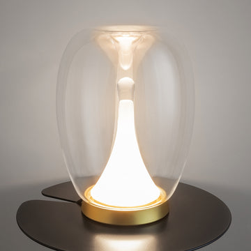 Table Lamp Double Shade Clear Glass & Frosted Gold Frame – Splash | Maytoni