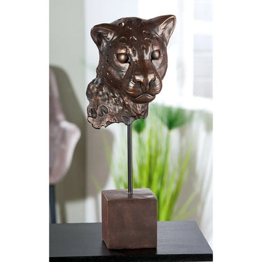 Skulptur – Bronzefarbene Optik, Leopardendesign, Kunstharzfigur - Antique | Gilde