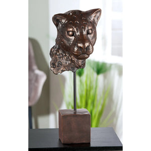 Skulptur – Bronzefarbene Optik, Leopardendesign, Kunstharzfigur - Antique | Gilde