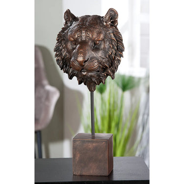 Skulptur – Bronzefarbene Optik, Tigermotiv, Kunstharzfigur - Antique | Gilde