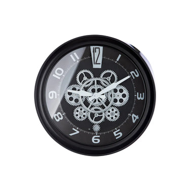 Wanduhr – Rundes Design, Zahnradmotiv, Schwarze Optik - Pinon | Gilde