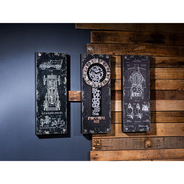 Wanduhr – Rechteckiges Design, Zahnradmotiv, Metalloptik - Steampunk | Gilde