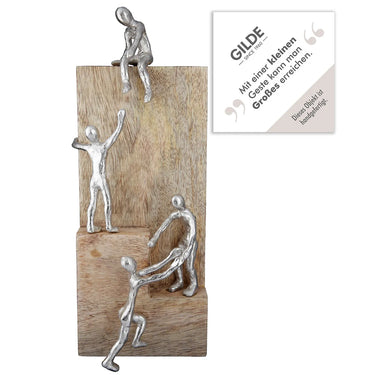 Skulptur – Natürliches Mangoholz, Klettermotiv, Rechteckiges Design - Helping Hand | Gilde