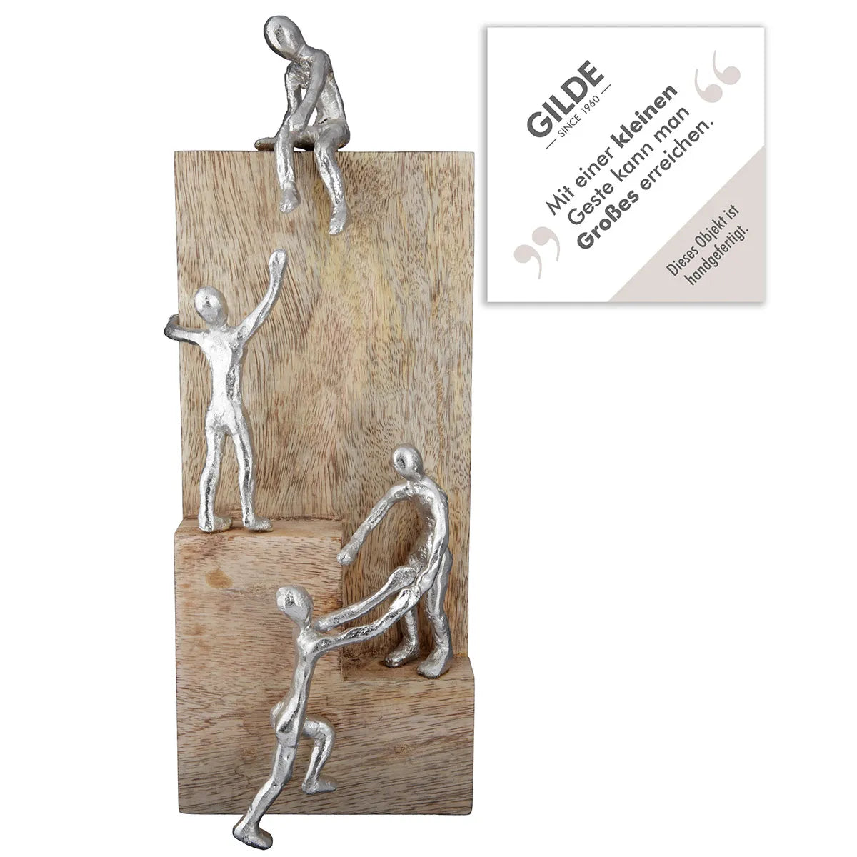 Skulptur – Natürliches Mangoholz, Klettermotiv, Rechteckiges Design - Helping Hand | Gilde