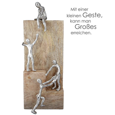 Skulptur – Natürliches Mangoholz, Klettermotiv, Rechteckiges Design - Helping Hand | Gilde