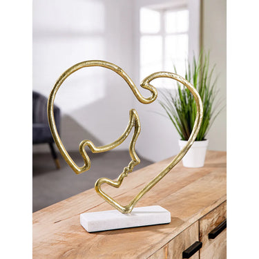 Skulptur – Herzdesign, Goldene Optik, Gesichtsmotiv - Modern Face | Gilde