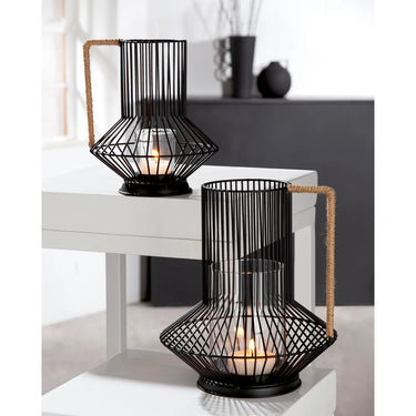 Windlicht – Schwarze Optik, Glaseinsatz, Seilhenkel - Stockholm | Gilde