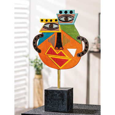 Skulptur – Gesichtsdesign, Mehrfarbige Optik, Schwarze Basis,Höhe 47 cm - Kupka | Gilde