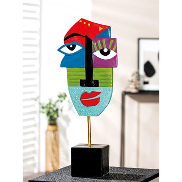 Skulptur – Gesichtsdesign, Mehrfarbige Optik, Schwarze Basis, Höhe 52 cm - Mondrian | Gilde