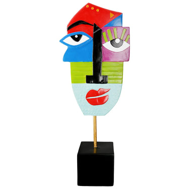 Skulptur – Gesichtsdesign, Mehrfarbige Optik, Schwarze Basis, Höhe 52 cm - Mondrian | Gilde