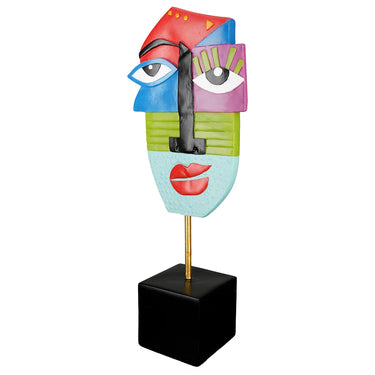 Skulptur – Gesichtsdesign, Mehrfarbige Optik, Schwarze Basis, Höhe 52 cm - Mondrian | Gilde