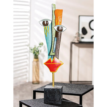 Skulptur – Gesichtsdesign, Mehrfarbige Optik, Schwarze Basis, Höhe 64 cm - Mondrian | Gilde