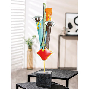 Skulptur – Gesichtsdesign, Mehrfarbige Optik, Schwarze Basis, Höhe 64 cm - Mondrian | Gilde