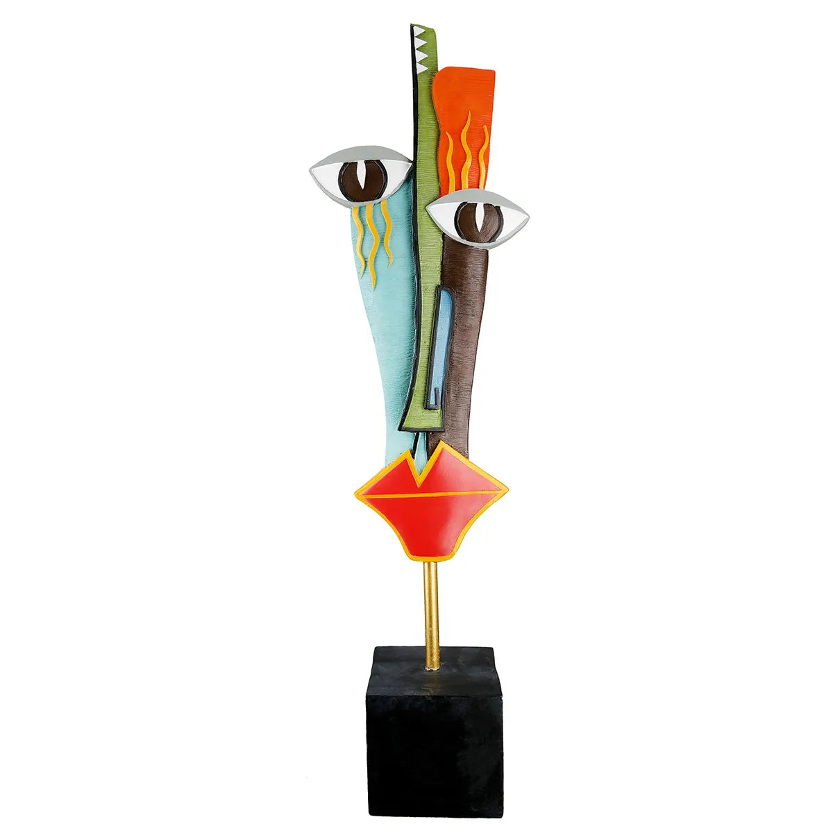 Skulptur – Gesichtsdesign, Mehrfarbige Optik, Schwarze Basis, Höhe 64 cm - Mondrian | Gilde