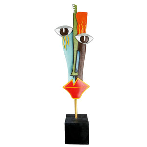 Skulptur – Gesichtsdesign, Mehrfarbige Optik, Schwarze Basis, Höhe 64 cm - Mondrian | Gilde