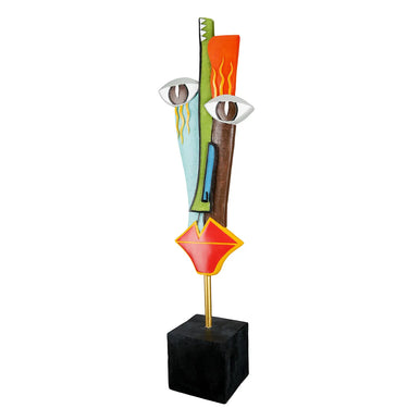 Skulptur – Gesichtsdesign, Mehrfarbige Optik, Schwarze Basis, Höhe 64 cm - Mondrian | Gilde