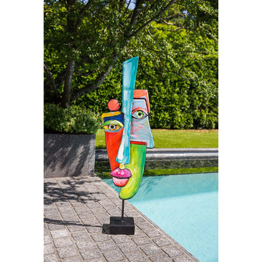 Skulptur – Gesichtsdesign, Mehrfarbige Optik, Schwarze Basis, Höhe 99.5 cm - Malang | Gilde