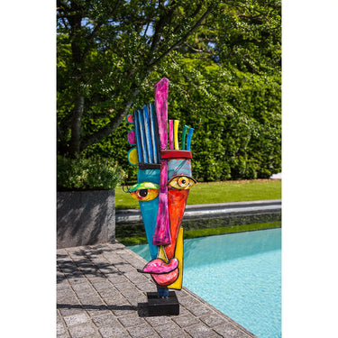 Skulptur – Gesichtsdesign, Mehrfarbige Optik, Schwarze Basis, Höhe 100 cm - Kediri | Gilde