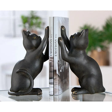 Buchstützen – Schwarze Katzenform, Metallische Optik, Schützende Filzgleiter - Gatto | Gilde
