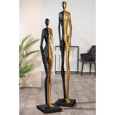 Skulptur – Glattes Kunstharz, Gold Schwarz, Hohe Form, 184 cm - Halfway | Gilde