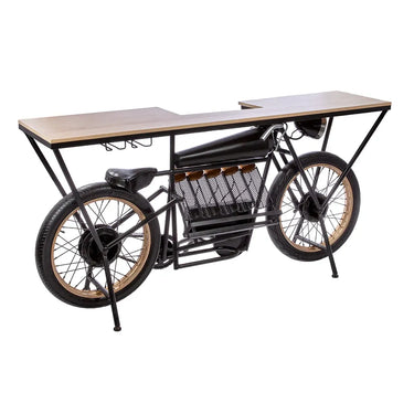 Hausbar – Motorradform, Schwarzes Metall, Mangoholz, 82 cm - Motorrad | Gilde