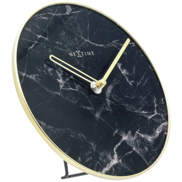 Tischuhr – Marmorglas, Goldene Zeiger, Stilles Werk - Marble | NeXtime