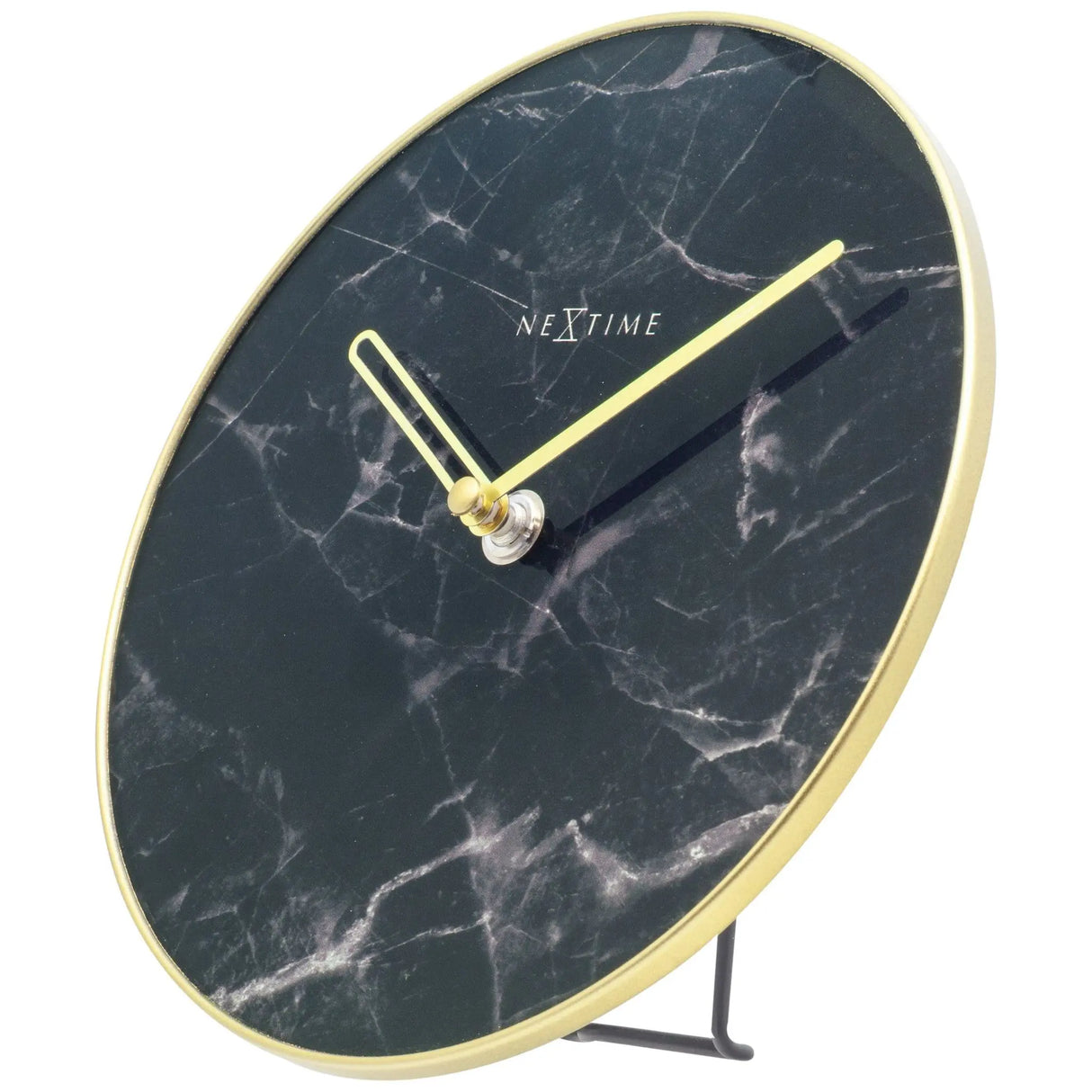 Tischuhr – Marmorglas, Goldene Zeiger, Stilles Werk - Marble | NeXtime