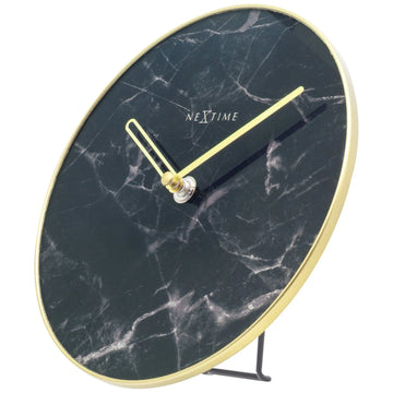Tischuhr – Marmorglas, Goldene Zeiger, Stilles Werk - Marble | NeXtime