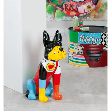 Dekofigur – Bunte Bulldogge, Gepunktetes Muster, Sternenmotiv - Doggy | Gilde