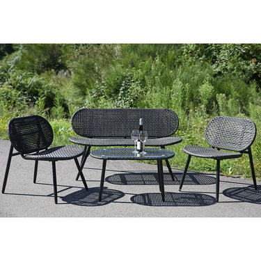 Lounge-Set – Anthrazitfarbenes Polyrattan, Schwarzes Metall, Glasplatte - Cannobio | Gilde
