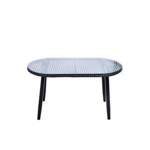 Lounge-Set – Anthrazitfarbenes Polyrattan, Schwarzes Metall, Glasplatte - Cannobio | Gilde