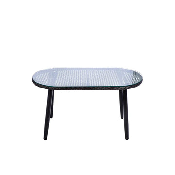 Lounge-Set – Anthrazitfarbenes Polyrattan, Schwarzes Metall, Glasplatte - Cannobio | Gilde