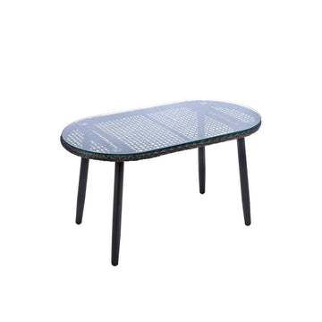 Lounge-Set – Anthrazitfarbenes Polyrattan, Schwarzes Metall, Glasplatte - Cannobio | Gilde