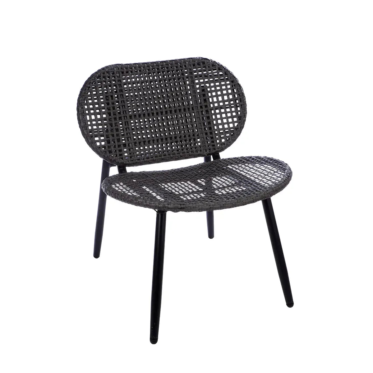 Lounge-Set – Anthrazitfarbenes Polyrattan, Schwarzes Metall, Glasplatte - Cannobio | Gilde
