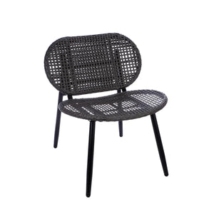 Lounge-Set – Anthrazitfarbenes Polyrattan, Schwarzes Metall, Glasplatte - Cannobio | Gilde