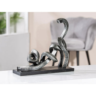 Skulptur – Metallische Oberfläche, Elegante Katzenform, Moderne Basis - Stretching | Gilde