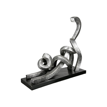 Skulptur – Metallische Oberfläche, Elegante Katzenform, Moderne Basis - Stretching | Gilde