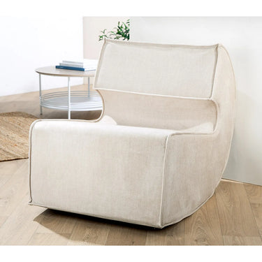 Sessel – Beiger Stoff, Holzrahmen, Moderne Form - Nobra | Gilde