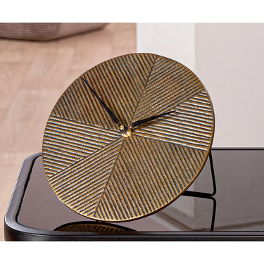 Tischuhr – Bronze Oberfläche, Runde Form, Strukturierte Optik, 20.5 cm - Rapa | Gilde