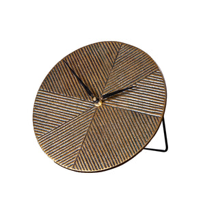 Tischuhr – Bronze Oberfläche, Runde Form, Strukturierte Optik, 20.5 cm - Rapa | Gilde