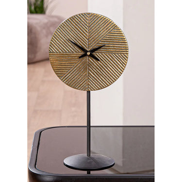 Tischuhr – Bronze Oberfläche, Runde Form, Strukturierte Optik, Höhe 30 cm - Rapa | Gilde
