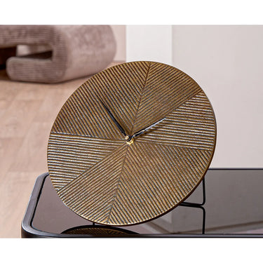 Tischuhr – Bronze Oberfläche, Runde Form, Strukturierte Optik, 25,5 cm - Rapa | Gilde