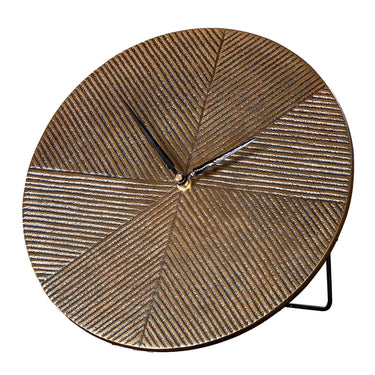 Tischuhr – Bronze Oberfläche, Runde Form, Strukturierte Optik, 25,5 cm - Rapa | Gilde