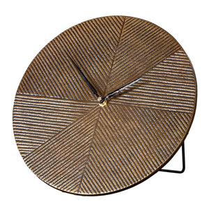Tischuhr – Bronze Oberfläche, Runde Form, Strukturierte Optik, 25,5 cm - Rapa | Gilde