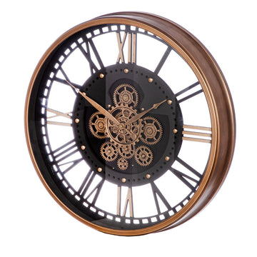 Wanduhr – Kupfer Oberfläche, Zahnrad Design, Runde Form | Gilde