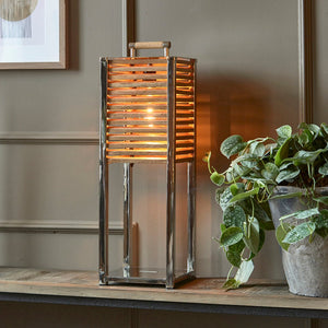 Tischlampe Silberner Aluminiumrahmen mit Holzlamellen 1 – S30 | Rivièra Maison - Esszett Luxury | Stilvolles Wohnen mit Charakter