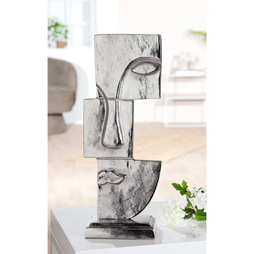 Skulptur – Antik Oberfläche, Gesicht Design, Silber Optik, Höhe 44 cm - Small Lips | Gilde