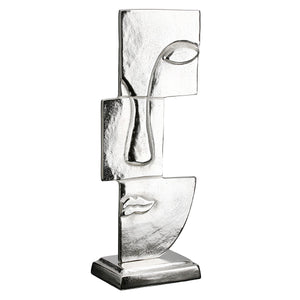 Skulptur – Antik Oberfläche, Gesicht Design, Silber Optik, Höhe 44 cm - Small Lips | Gilde