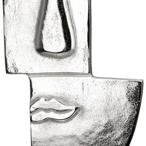 Skulptur – Antik Oberfläche, Gesicht Design, Silber Optik, Höhe 44 cm - Small Lips | Gilde